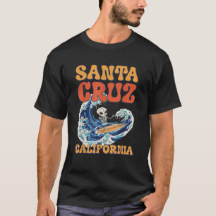 Retro Santa Cruz California Surfing Graphic Santa T-Shirt