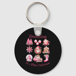 Retro Santa Dreaming Of A Nk Christmas For Girls L Key Ring