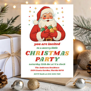 Retro Santa Editable Christmas Party Invitation