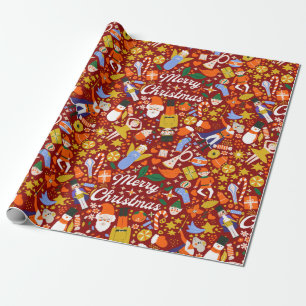 Retro Santa Elf Dancer Nutcracker Snowman Wrapping Paper