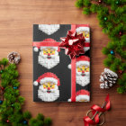 Retro Santa face Blocks Christmas wrapping paper