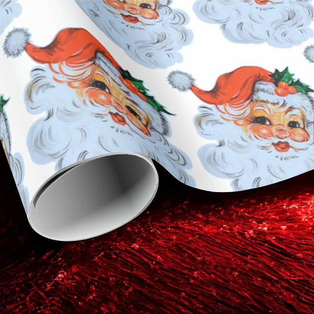 Retro Santa face Christmas Wrapping Paper (Creator Uploaded)