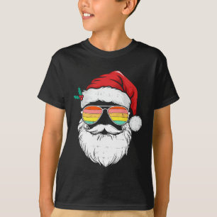 Retro Santa Face Sungles Christmas Xmas Men Women T-Shirt