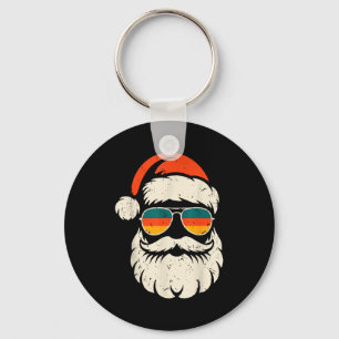 Retro Santa Face Sungles Funny Christmas Family Ou Key Ring
