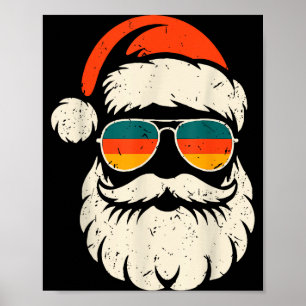 Retro Santa Face Sungles Funny Christmas Family Ou Poster