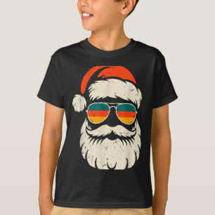 Retro Santa Face Sungles Funny Christmas Family Ou T-Shirt