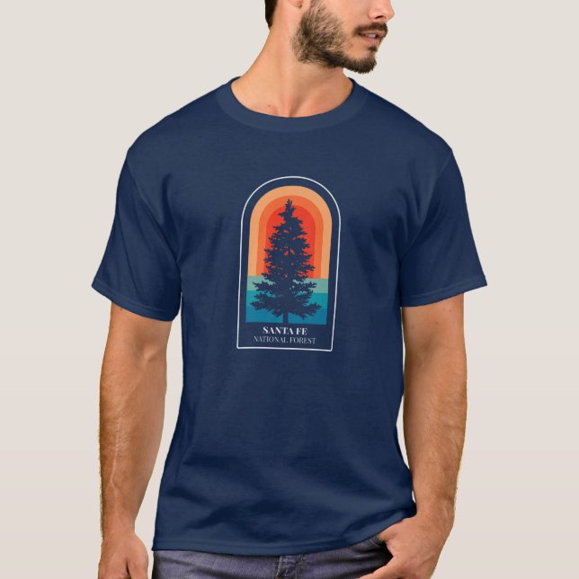 Retro Santa Fe National Forest New Mexico Hiking T-Shirt (Front)