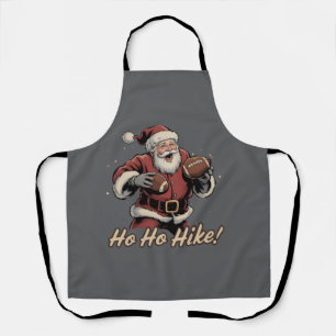 Retro Santa Football Player Ho Ho Hike Xmas Apron