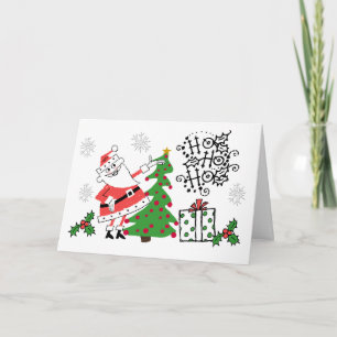 Retro Santa Ho Ho Ho Christmas Greeting Card
