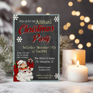 Retro Santa Holiday Christmas Party Invitation