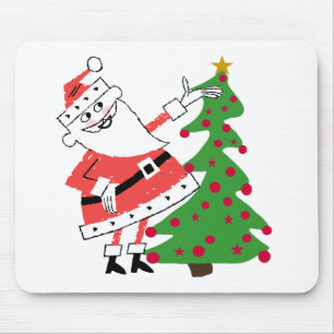 Retro Santa Holiday Tshirts and Gifts Mouse Pad