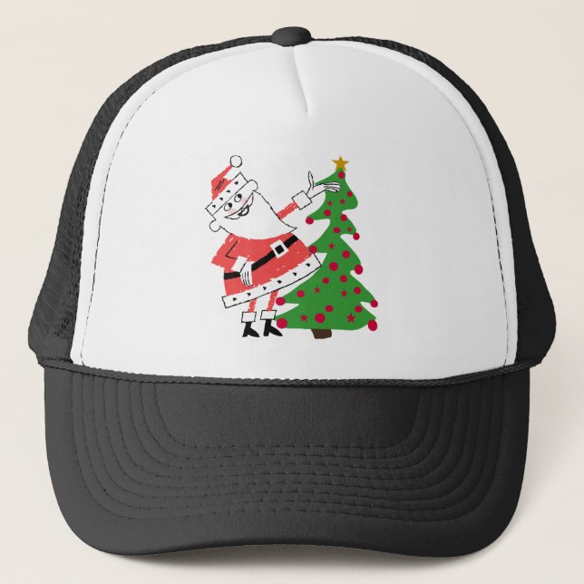 Retro Santa Holiday Tshirts and Gifts Trucker Hat (Front)