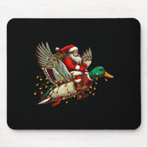 Retro Santa Mallard Duck Christmas Hunting Season Mouse Pad