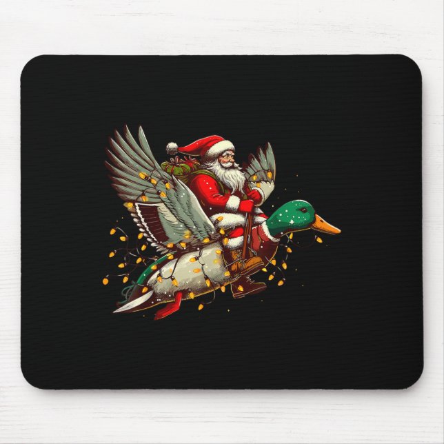Retro Santa Mallard Duck Christmas Hunting Season  Mouse Pad (Front)