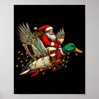 Retro Santa Mallard Duck Christmas Hunting Season 