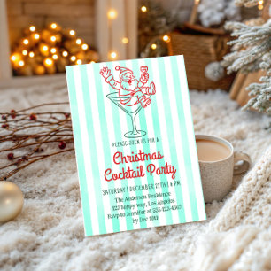 Retro Santa Martini Christmas Cocktail Party     Invitation