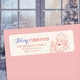 Retro Santa Merry Christmas Return Address