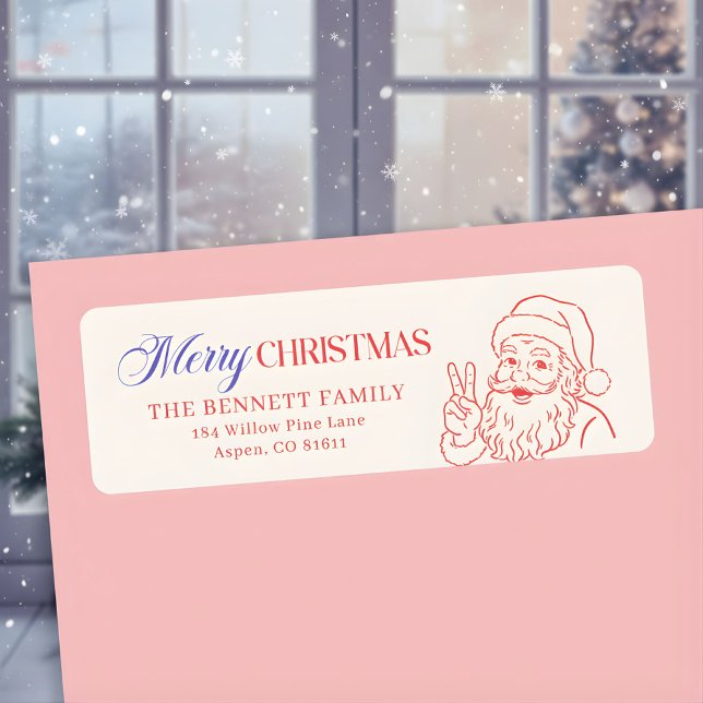 Retro Santa Merry Christmas Return Address (Creator Uploaded)