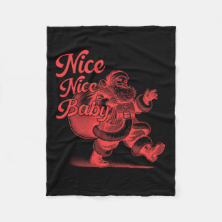Retro Santa nice Nice Ba Fleece Blanket