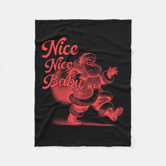 Retro Santa nice Nice Ba  Fleece Blanket (Front)