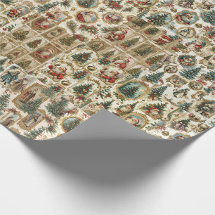 Retro Santa Pattern Vintage Victorian Christmas Wrapping Paper