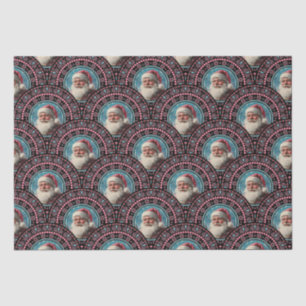 Retro Santa Pinkmas Mandala Art Deco Scallop Tissue Paper