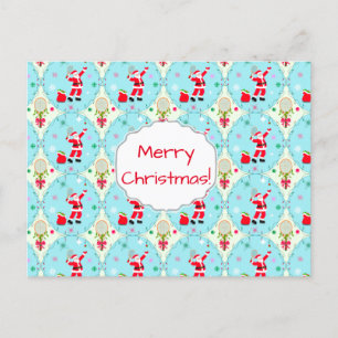 Retro Santa Playing Tennis Ogee Pattern Holiday P