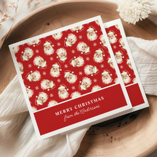 Retro Santa Red Personalised Name Christmas Napkin