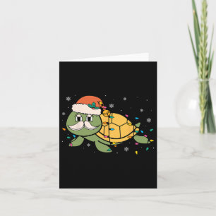 Retro Santa Sea Turtle Christmas Xmas Lights Ocean Card