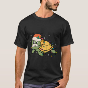 Retro Santa Sea Turtle Christmas Xmas Lights Ocean T-Shirt