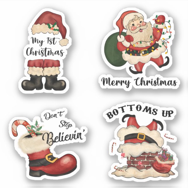 Retro Santa Sticker Set (Front)