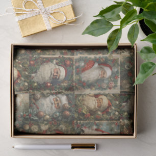 Retro Santa & Victorian Christmas Collage Tissue Paper