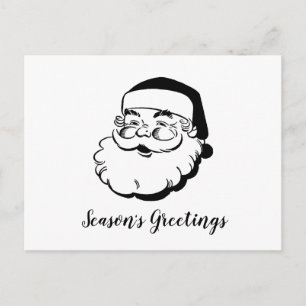Retro Santa White Holiday Postcard