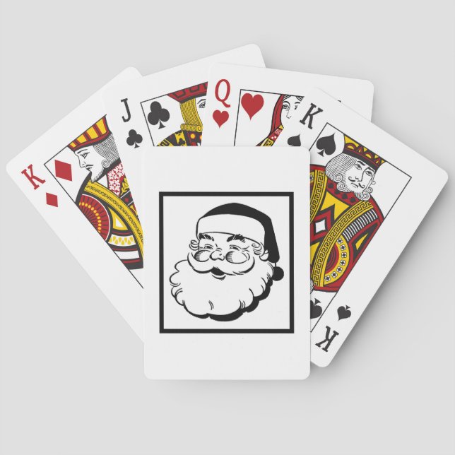 Retro Santa White Playing Cards (Back)
