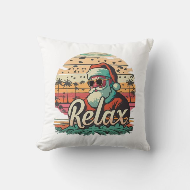 Retro Santa with a title Relax Cushion (Front)