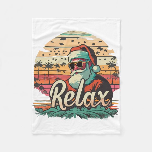 Retro Santa with a title Relax Fleece Blanket (Front)
