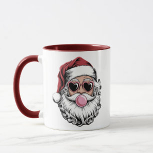 Retro Santa With Glasses Blowing Bubble Christmas Mug