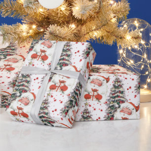 Retro Santa With Stars Wrapping Paper