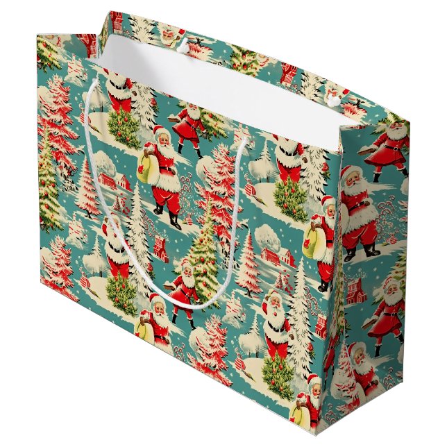 Retro Santa Wonderland 2 Large Gift Bag (Back Angled)
