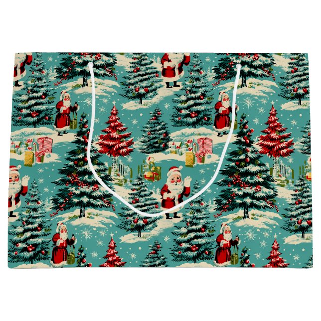 Retro Santa Wonderland Large Gift Bag (Front)