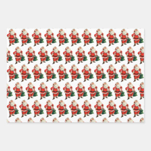 Retro Santa Wrapping Paper Sheet