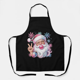 Retro Santa Xmas Pink Sunglasses Bubble Gum Apron
