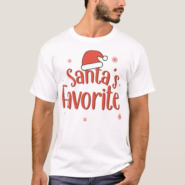 Retro Santa's Favorite Typography T-Shirt (Front)