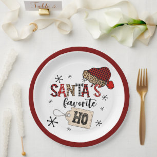 Retro Santa's Favourite Ho! Christmas Paper Plate