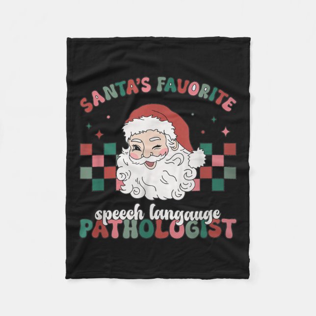 Retro Santa's Favourite Speech Language Christmas  Fleece Blanket (Front)