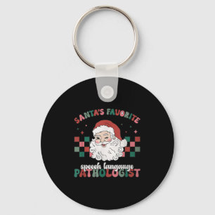 Retro Santa's Favourite Speech Language Christmas  Key Ring