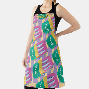 Retro Sardine Can Illustration Kitchen Apron
