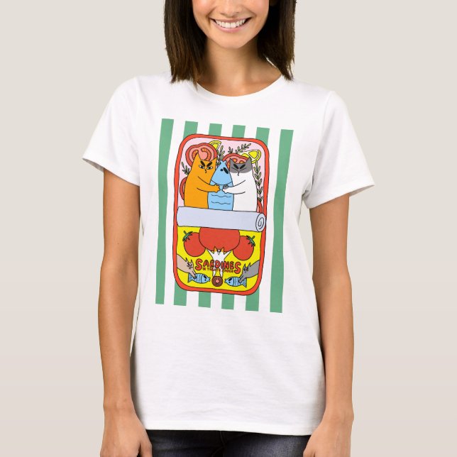 Retro Sardine Cat T-Shirt (Front)
