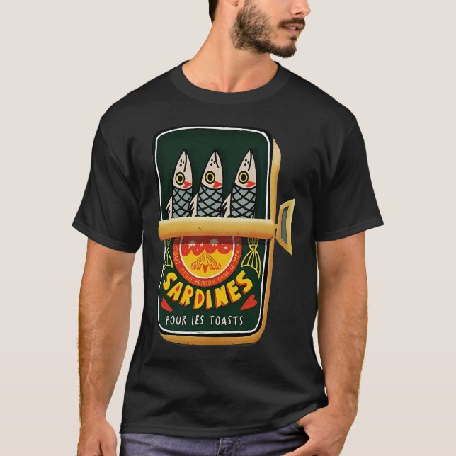 Retro Sardine Tin Illustration T-Shirt (Front)