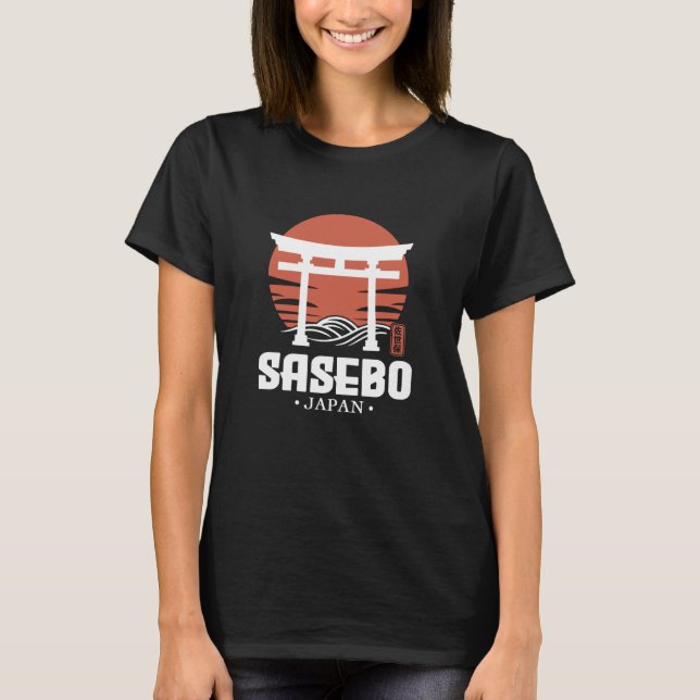 Retro Sasebo Japan Torii Gate Japanese Kanji Souve T-Shirt (Front)